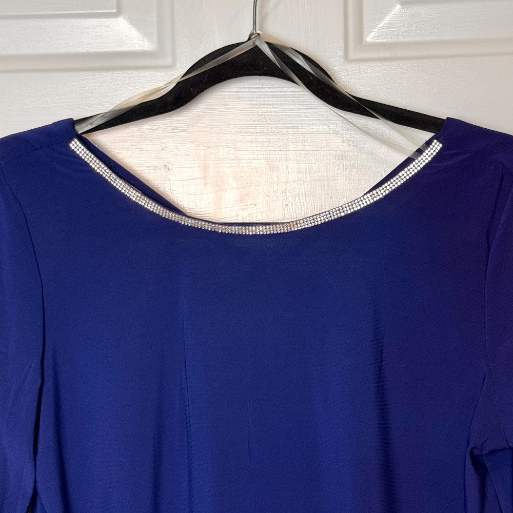 New MSK Illusion Bell Sleeve Rhinestone Embellished Top Size Medium Petite - Picture 8 of 8